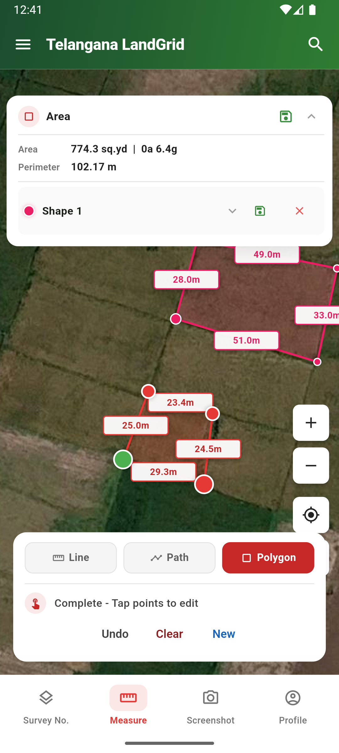 Measuring multiple land plots with area and perimeter in LandGrid app