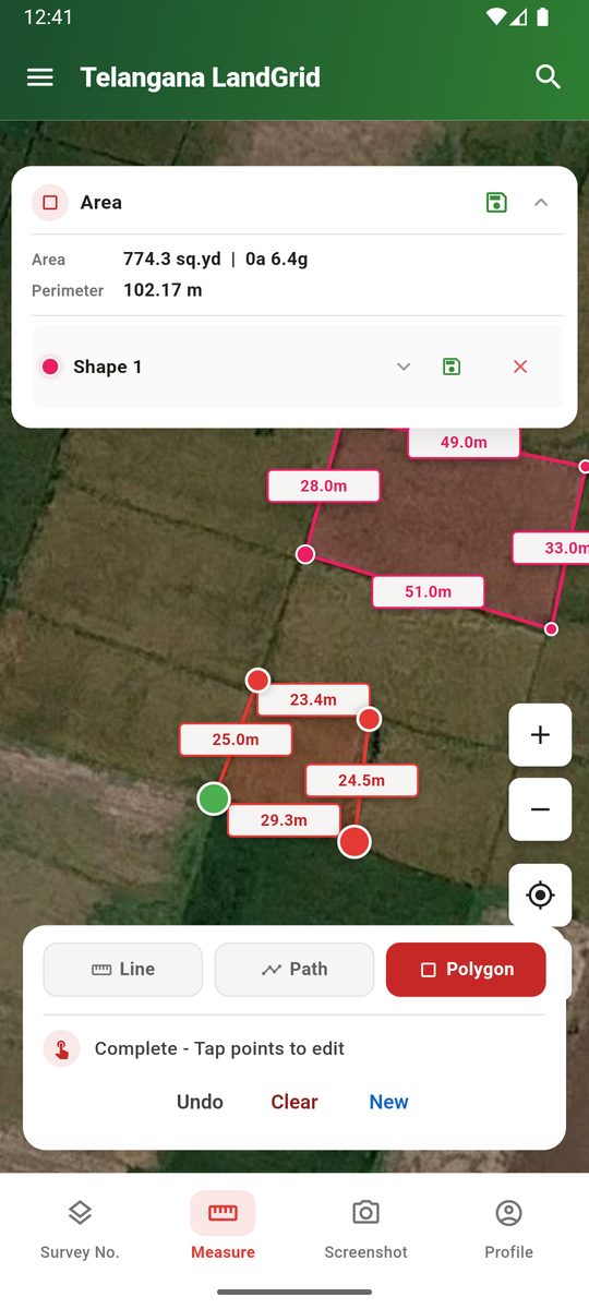 Measuring multiple land plots with area and perimeter in LandGrid app