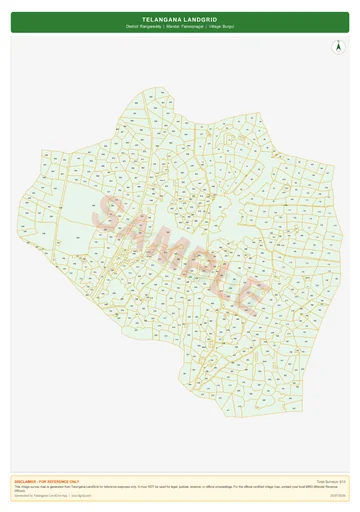 Sample village survey map PDF showing all survey numbers and boundaries